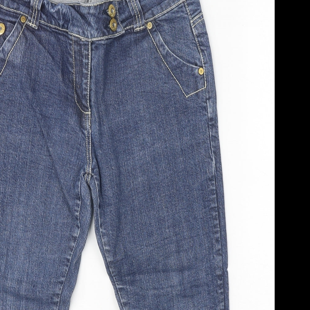 Dorothy Perkins Womens Blue Cotton Cropped Jeans Size 14 Regular Zip