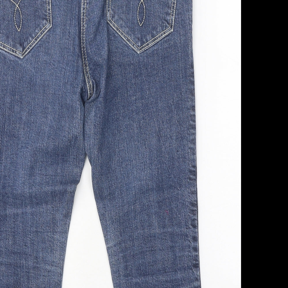 Dorothy Perkins Womens Blue Cotton Cropped Jeans Size 14 Regular Zip