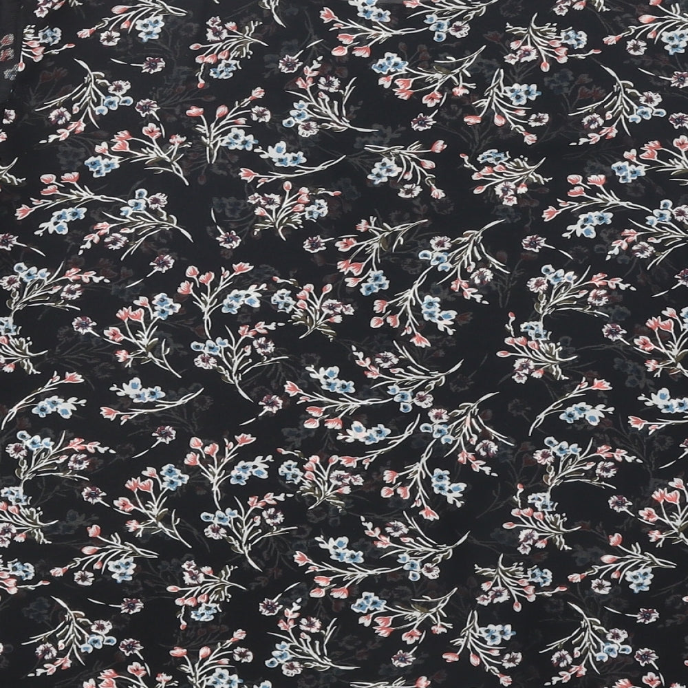 Peacocks Womens Black Geometric Polyester Basic Blouse Size 16 Round Neck - Lace Detail