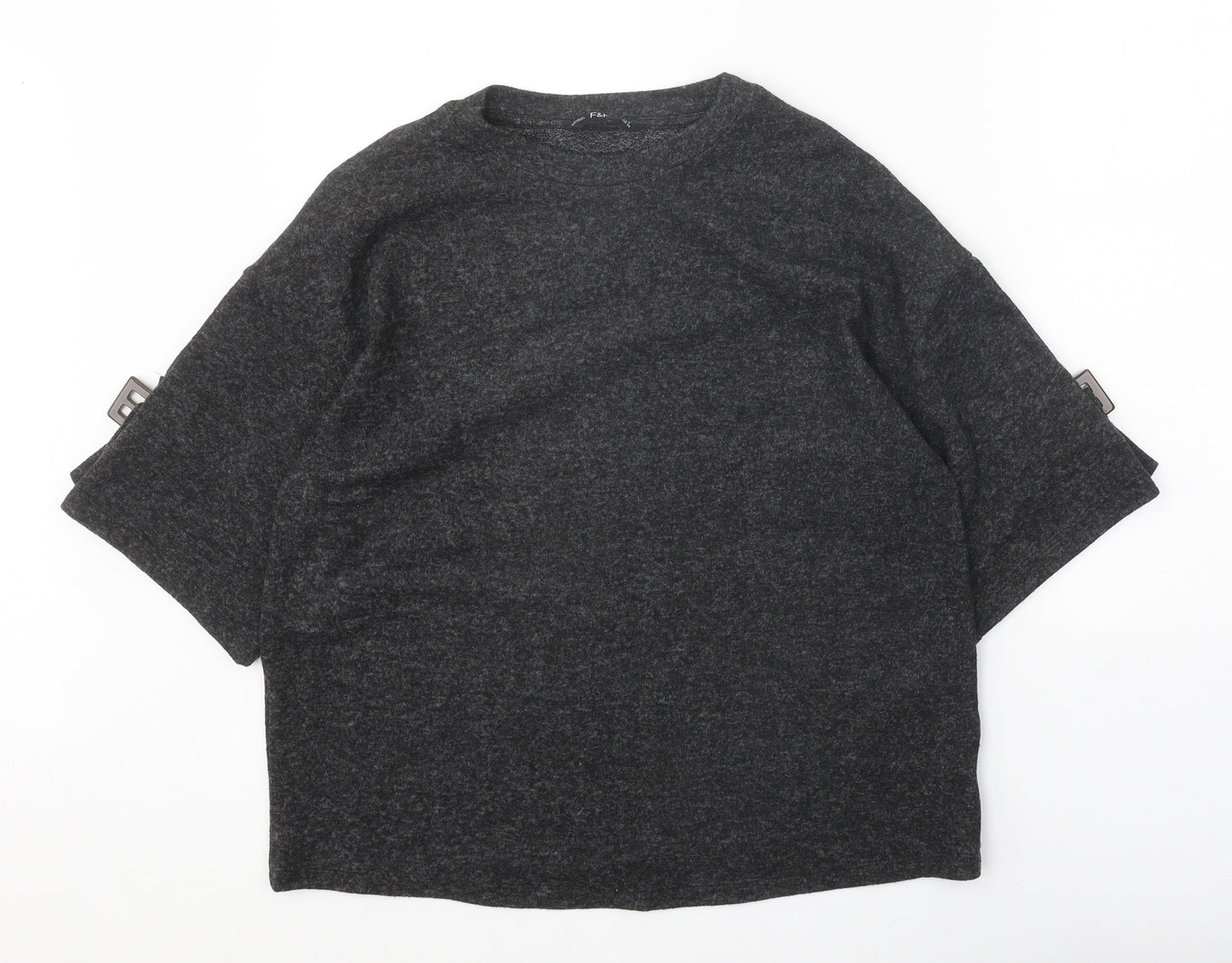 F&F Womens Grey Round Neck Polyester Pullover Jumper Size 10