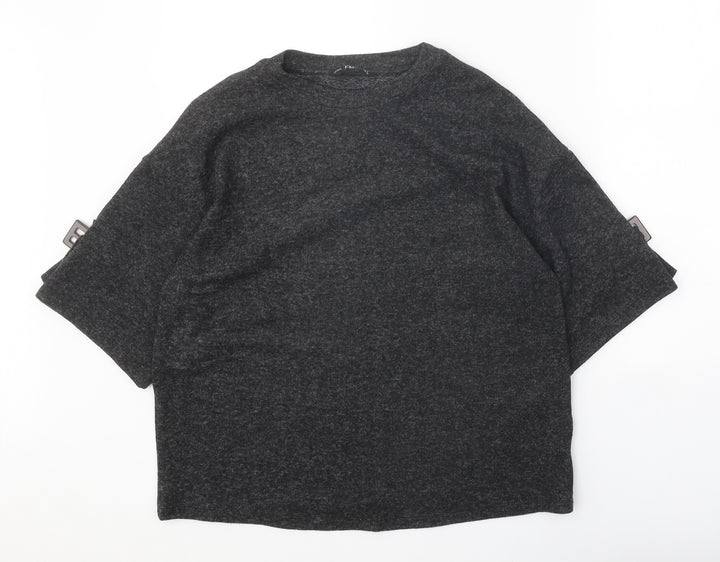 F&F Womens Grey Round Neck Polyester Pullover Jumper Size 10