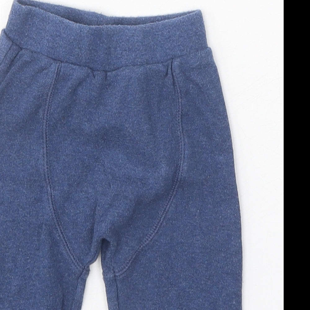 Preworn Boys Blue 100% Cotton Jogger Trousers Size 6-9 Months Pullover