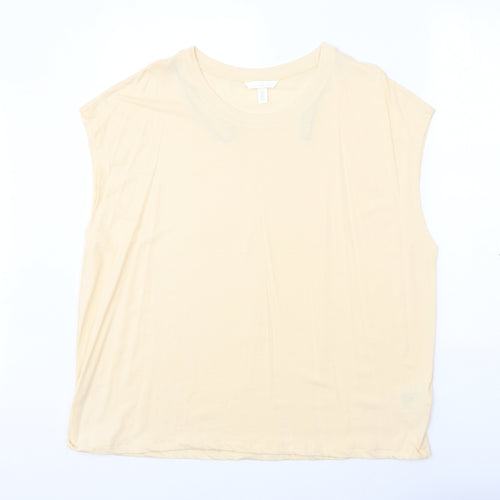 george & martha Womens Beige 100% Cotton Basic Tank Size L Round Neck