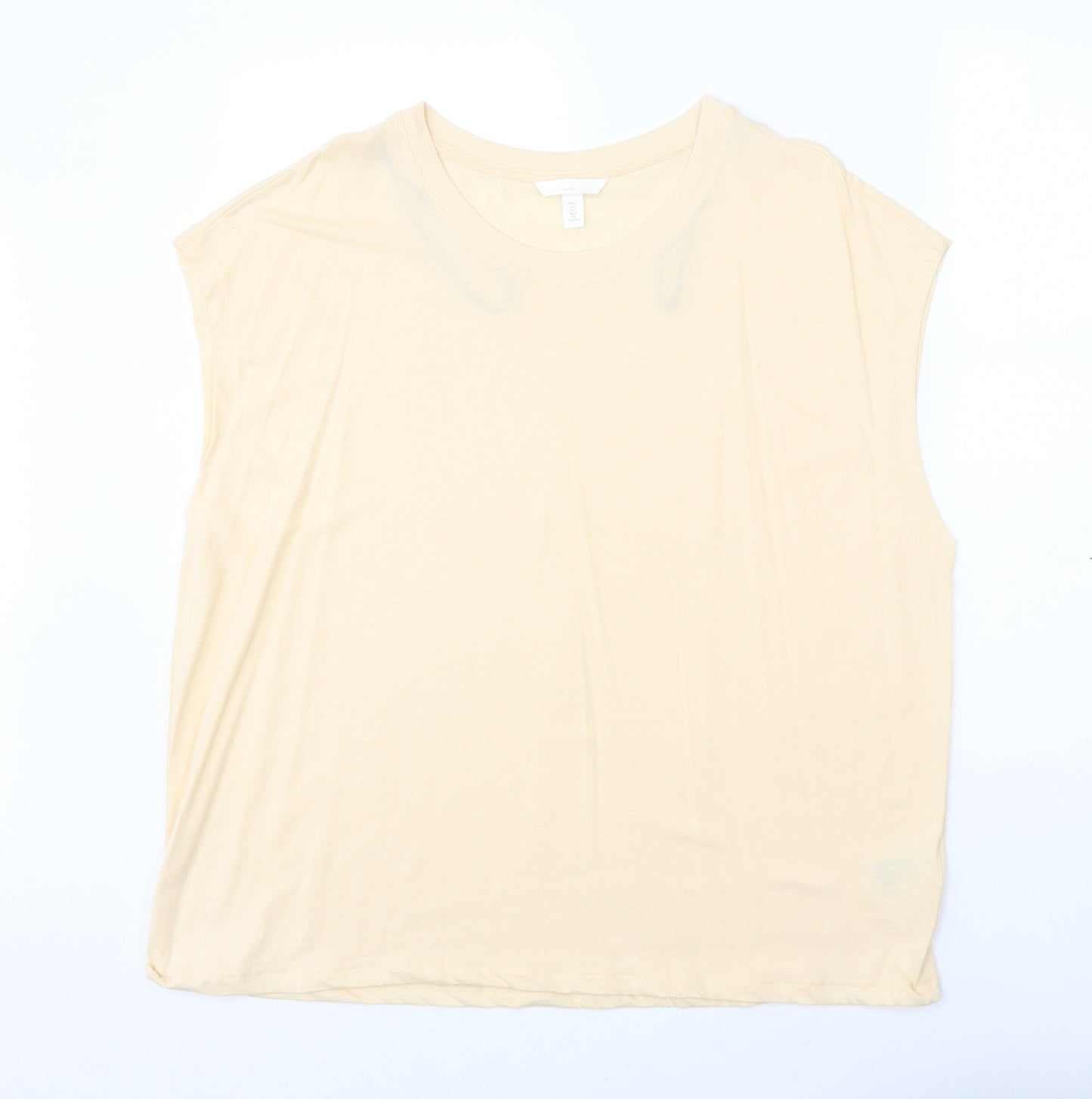 george & martha Womens Beige 100% Cotton Basic Tank Size L Round Neck