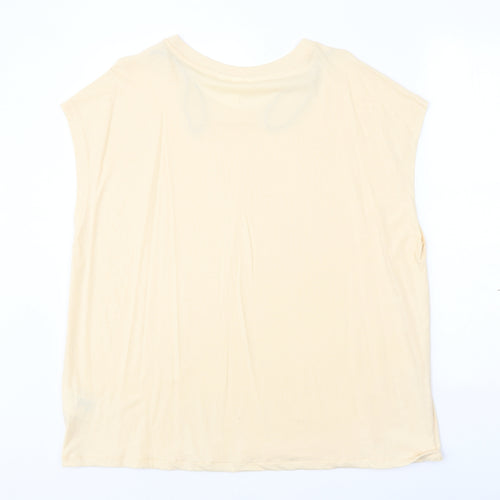 george & martha Womens Beige 100% Cotton Basic Tank Size L Round Neck