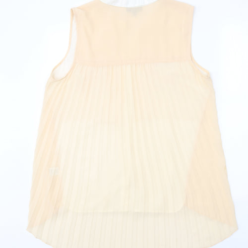 Warehouse Womens Beige Polyester Basic Tank Size 16 Collared