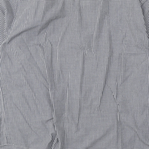 Primark Mens Blue Check Polyester Button-Up Size 17 Collared Button