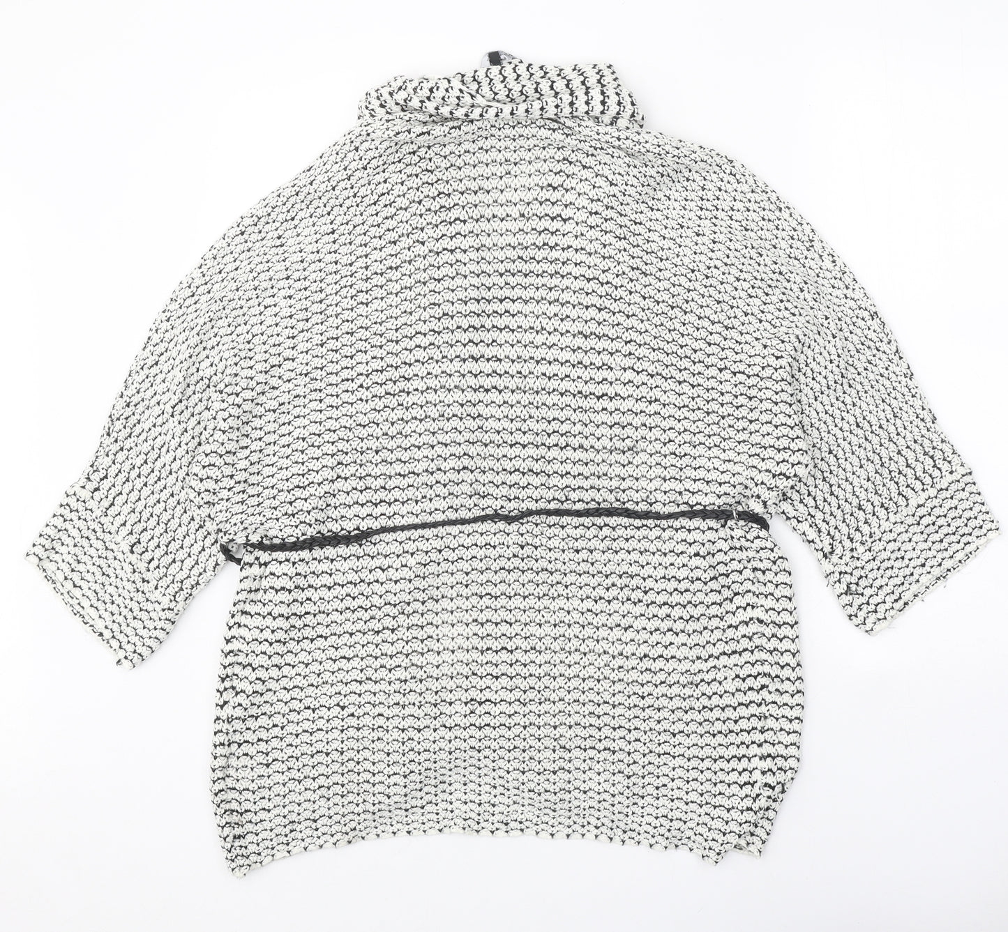 New Look Womens White Collared Geometric Acrylic Cardigan Jumper Size S