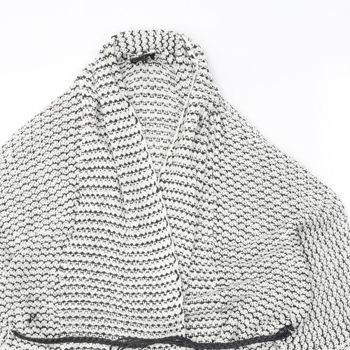 New Look Womens White Collared Geometric Acrylic Cardigan Jumper Size S