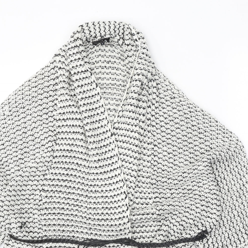 New Look Womens White Collared Geometric Acrylic Cardigan Jumper Size S