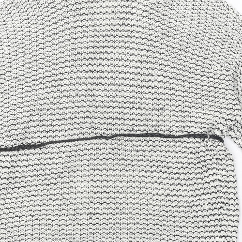 New Look Womens White Collared Geometric Acrylic Cardigan Jumper Size S