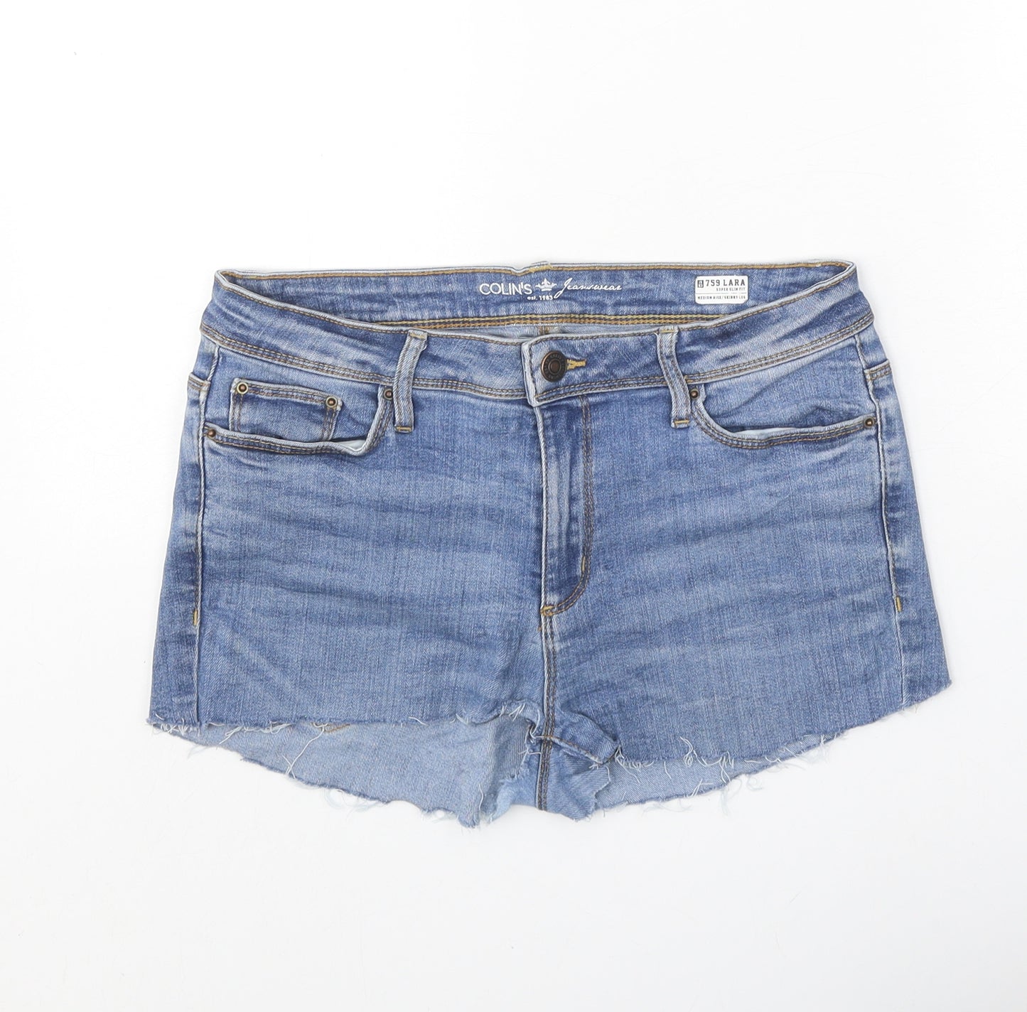 Collins Womens Blue Cotton Boyfriend Shorts Size 29 in Regular Zip