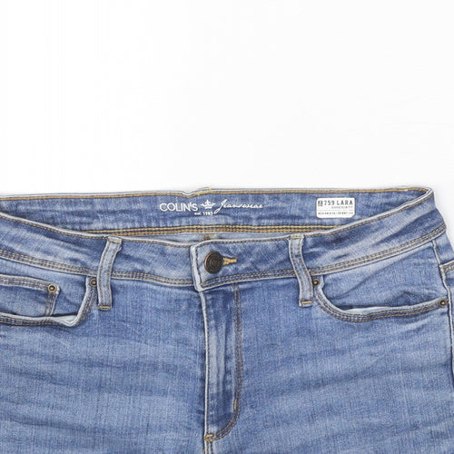 Collins Womens Blue Cotton Boyfriend Shorts Size 29 in Regular Zip