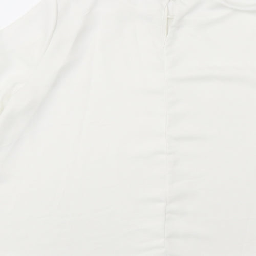 Cameo Rose Womens White Polyester Basic Blouse Size 10 Round Neck - Cold Shoulder