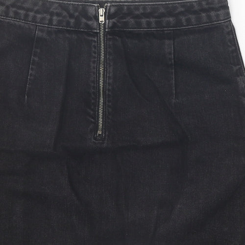 Topshop Womens Black Cotton Mini Skirt Size 25 in Zip