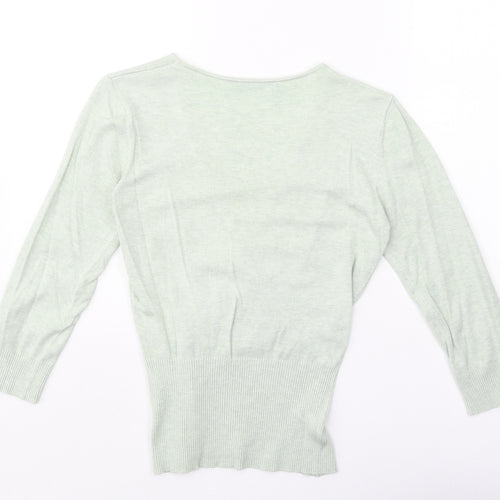 Republic Womens Green Polyester Basic T-Shirt Size 12 V-Neck