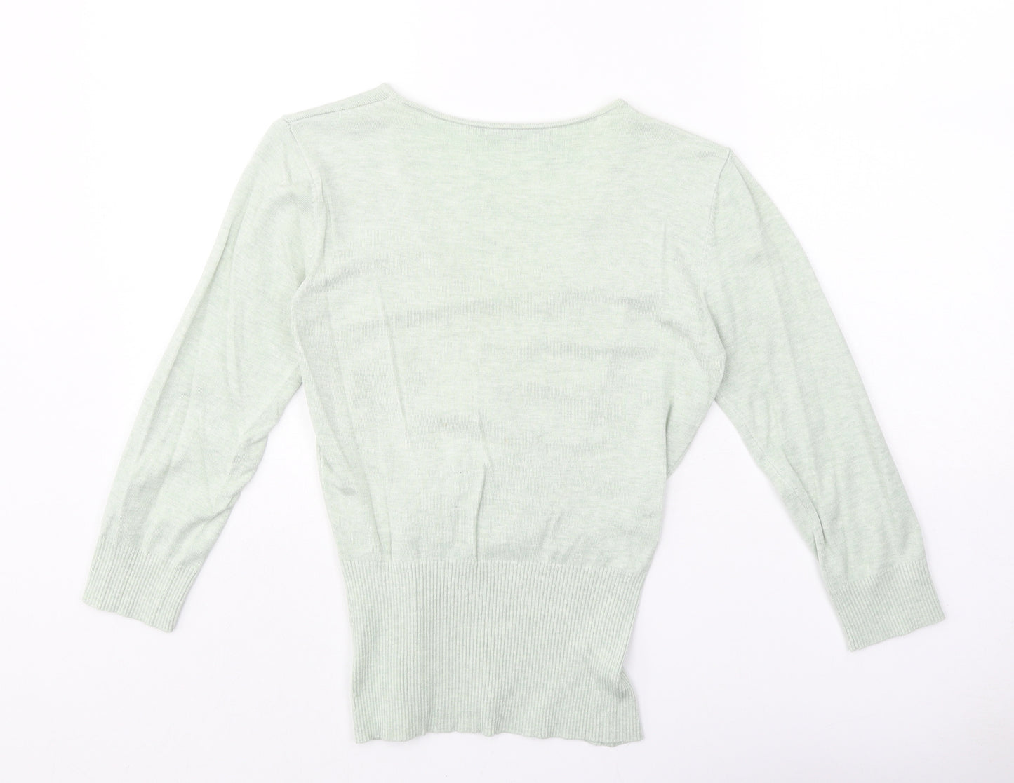 Republic Womens Green Polyester Basic T-Shirt Size 12 V-Neck