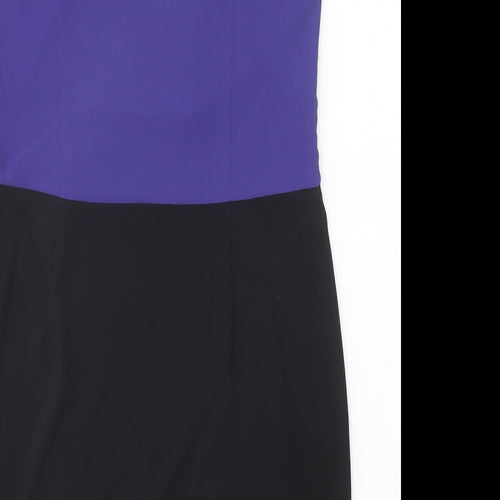 Spirit Womens Black Colourblock Polyester Bodycon Size 14 One Shoulder Pullover