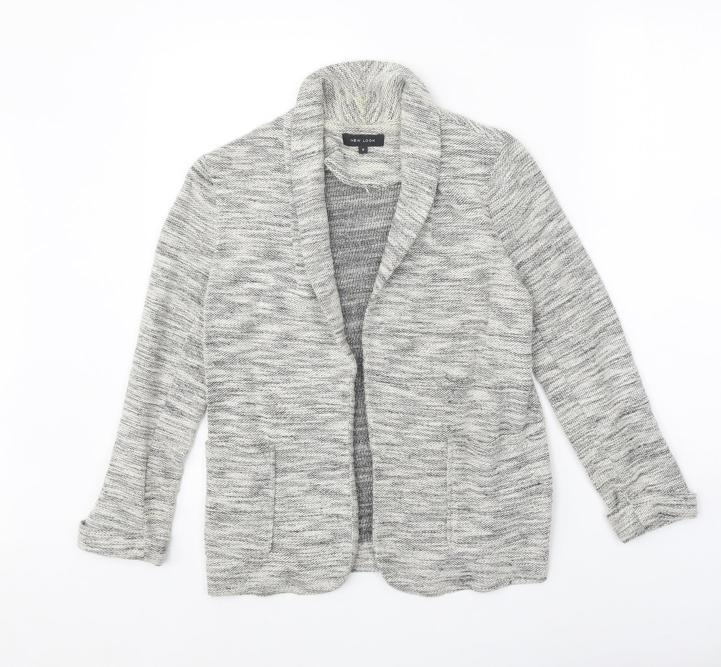 New Look Womens Grey V-Neck Acrylic Cardigan Jumper Size 6