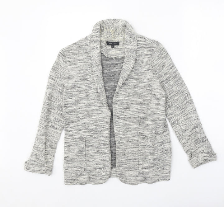 New Look Womens Grey V-Neck Acrylic Cardigan Jumper Size 6
