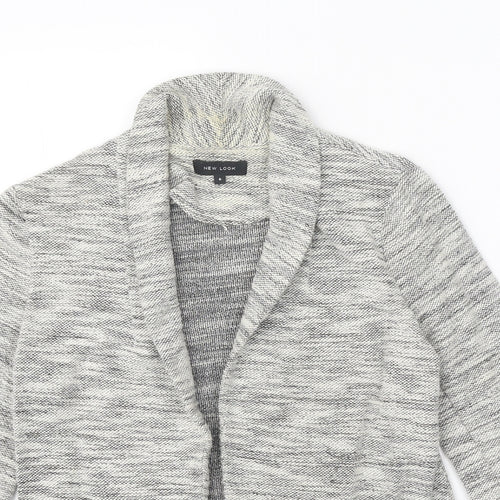 New Look Womens Grey V-Neck Acrylic Cardigan Jumper Size 6