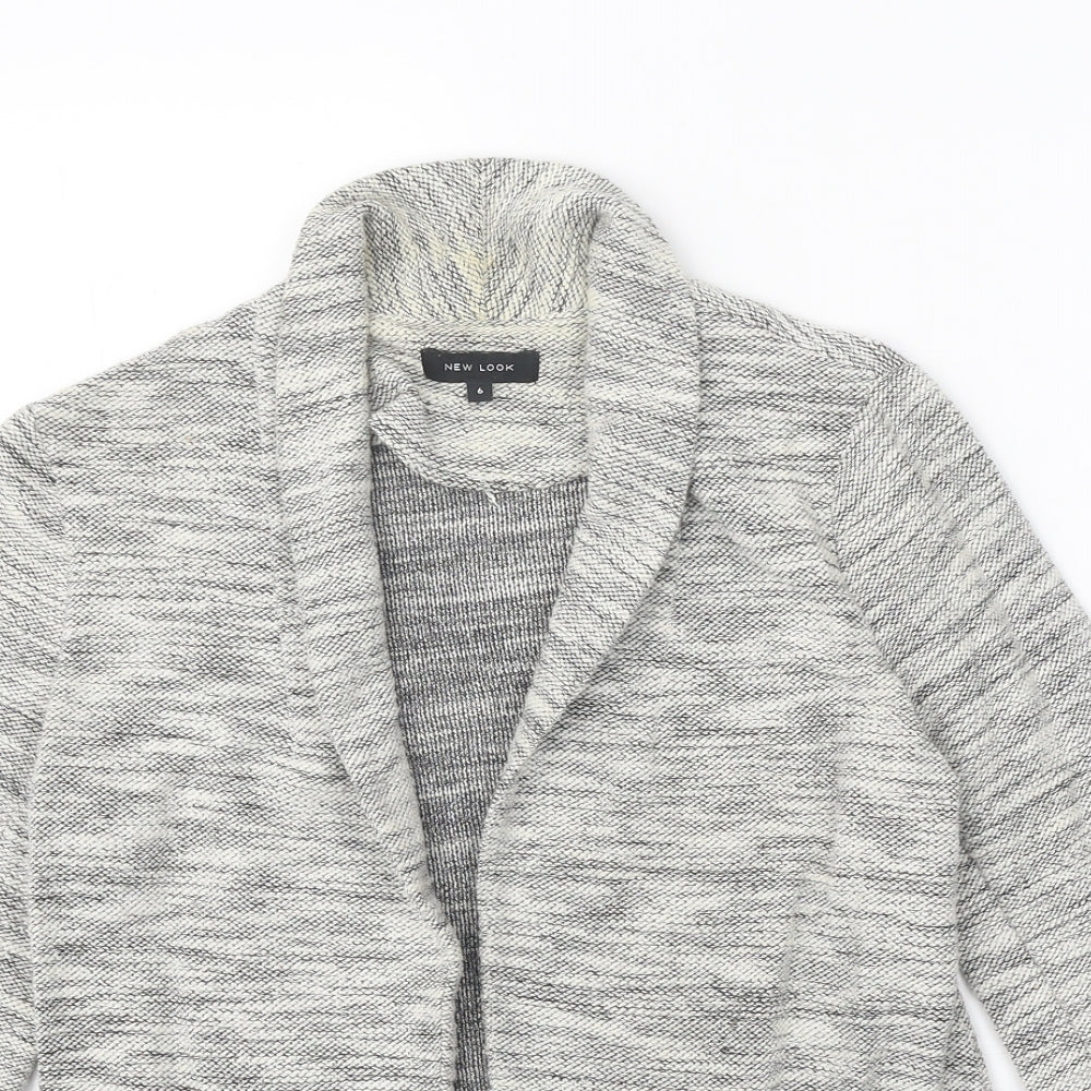 New Look Womens Grey V-Neck Acrylic Cardigan Jumper Size 6