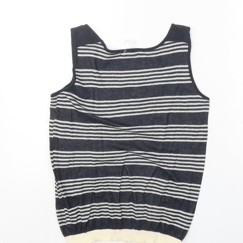 Rope Womens Black Striped Acrylic Basic Tank Size M Scoop Neck