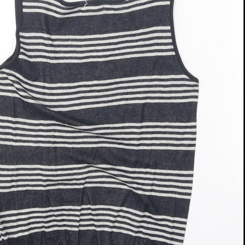 Rope Womens Black Striped Acrylic Basic Tank Size M Scoop Neck