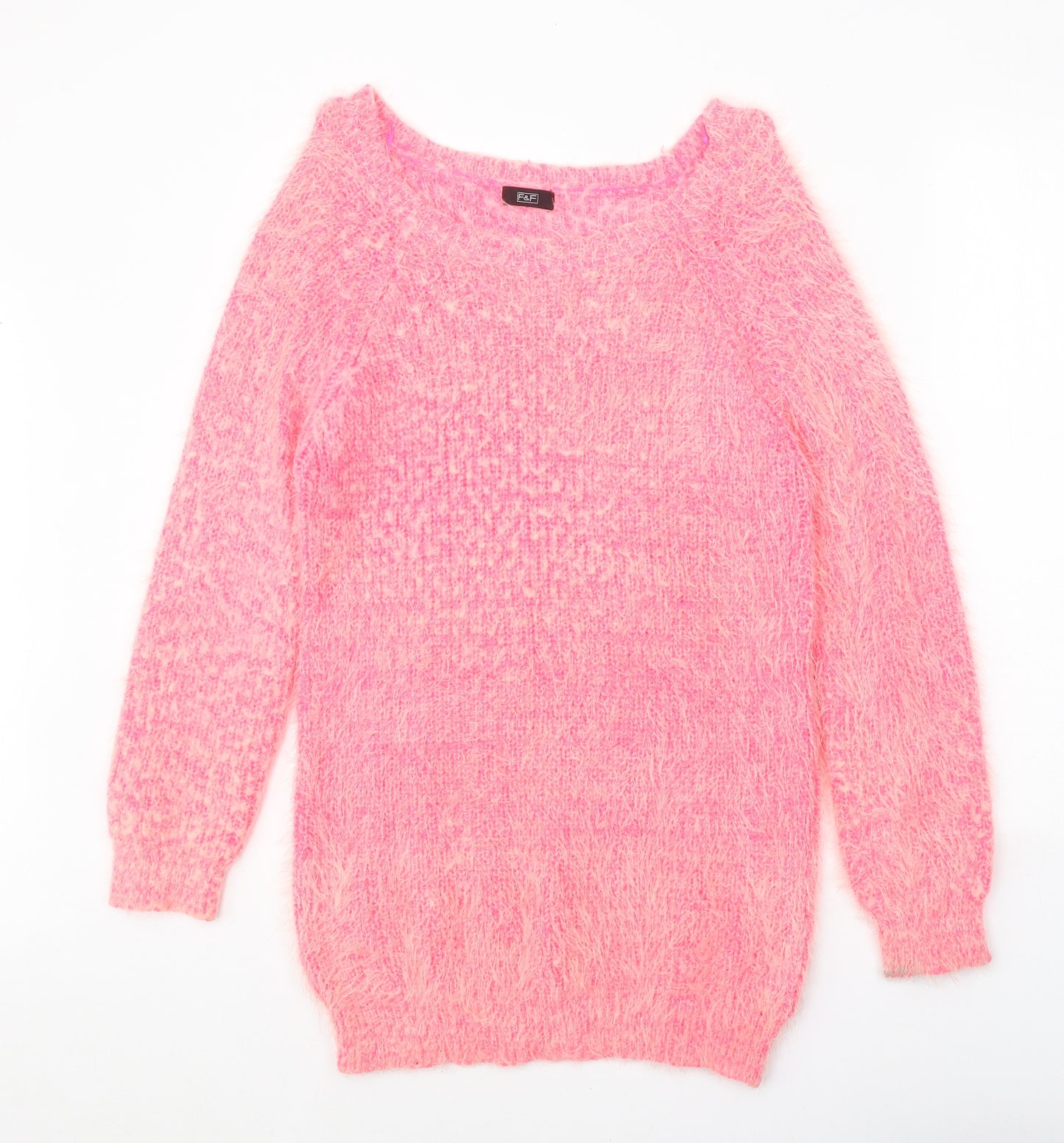 F&F Womens Pink Polyamide Jumper Dress Size 10 Round Neck Pullover