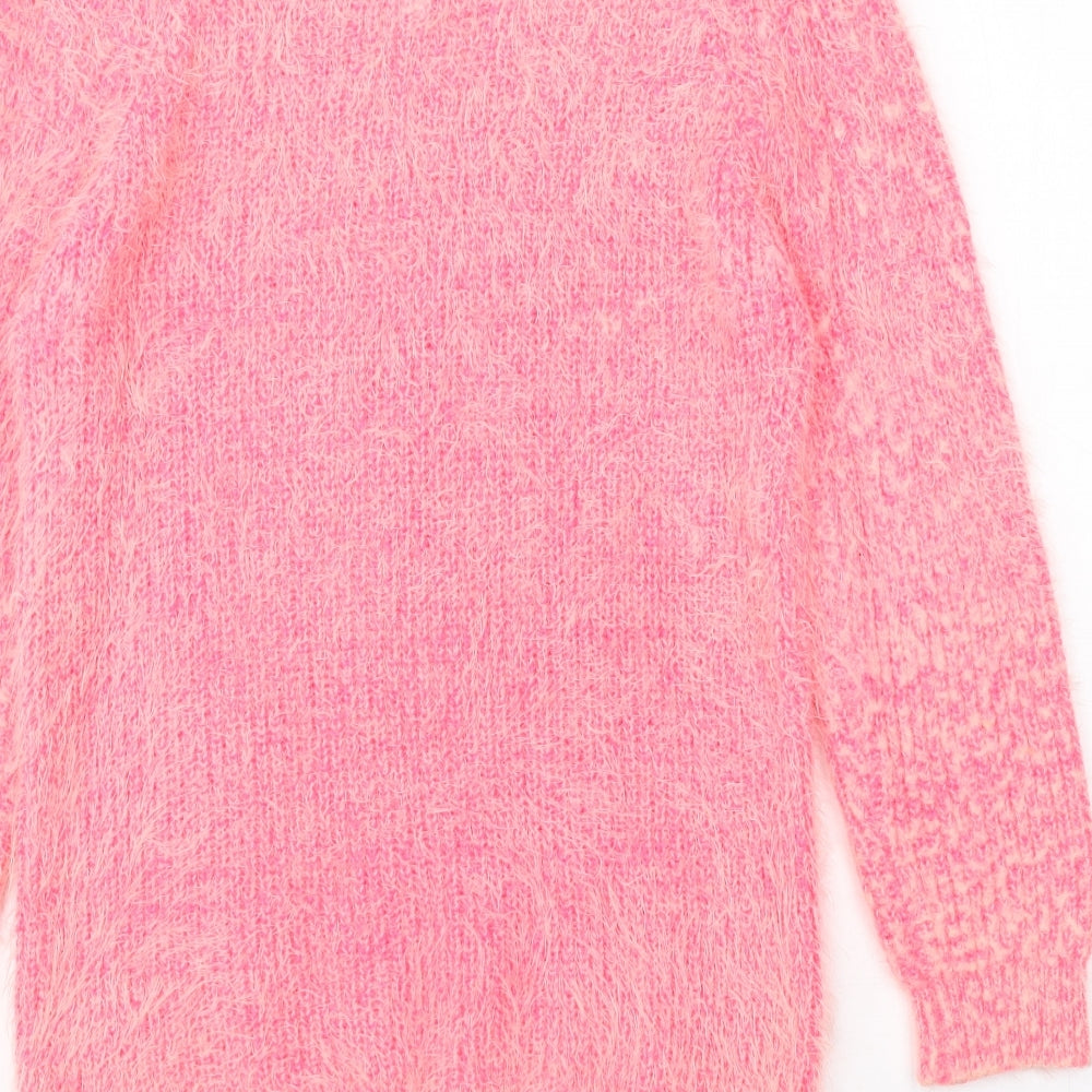 F&F Womens Pink Polyamide Jumper Dress Size 10 Round Neck Pullover