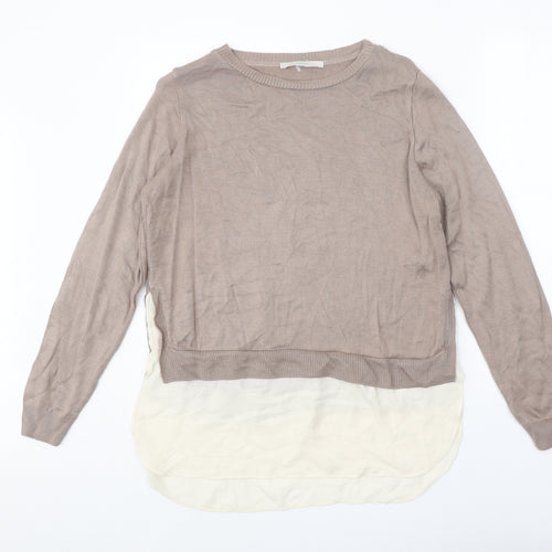 George Womens Brown Round Neck Acrylic Pullover Jumper Size 14