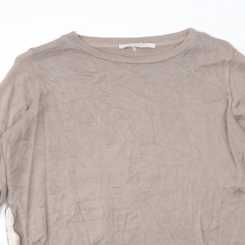 George Womens Brown Round Neck Acrylic Pullover Jumper Size 14