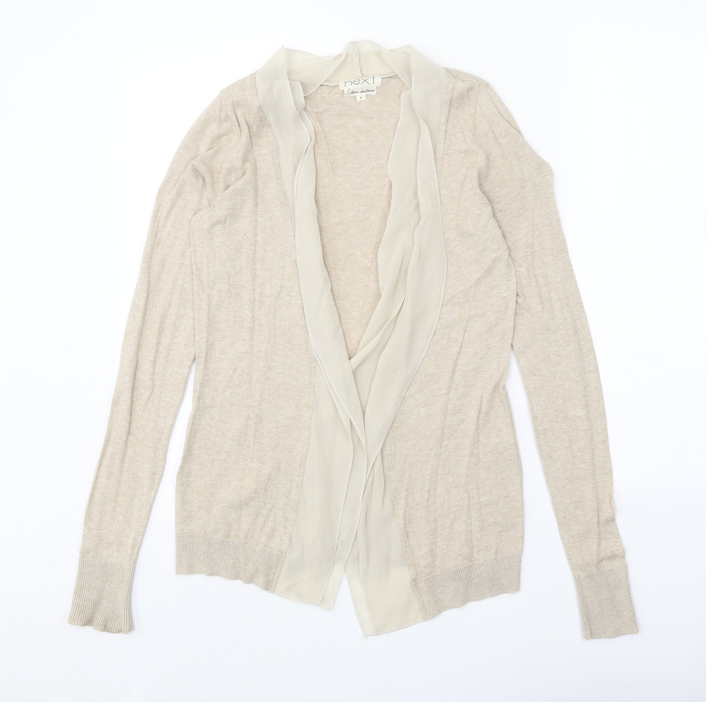 NEXT Womens Beige V-Neck Acrylic Cardigan Jumper Size 6