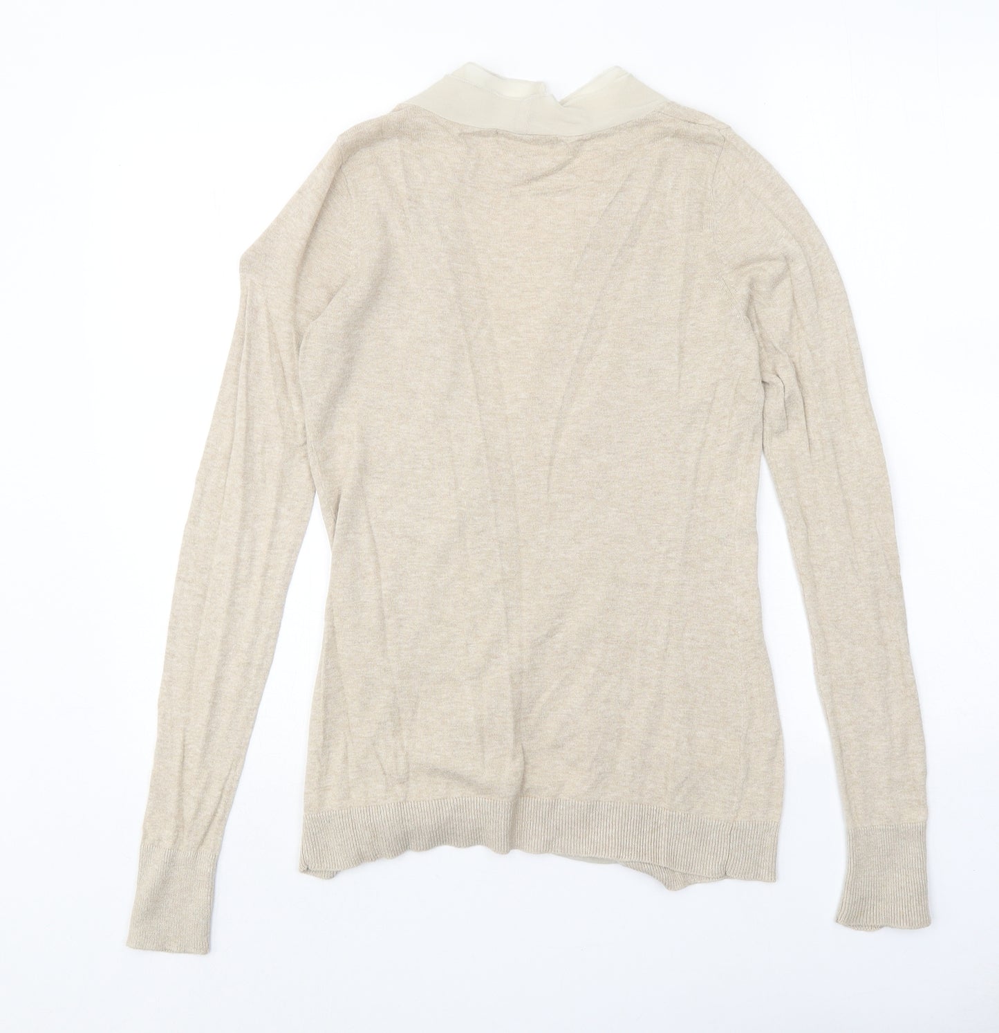 NEXT Womens Beige V-Neck Acrylic Cardigan Jumper Size 6