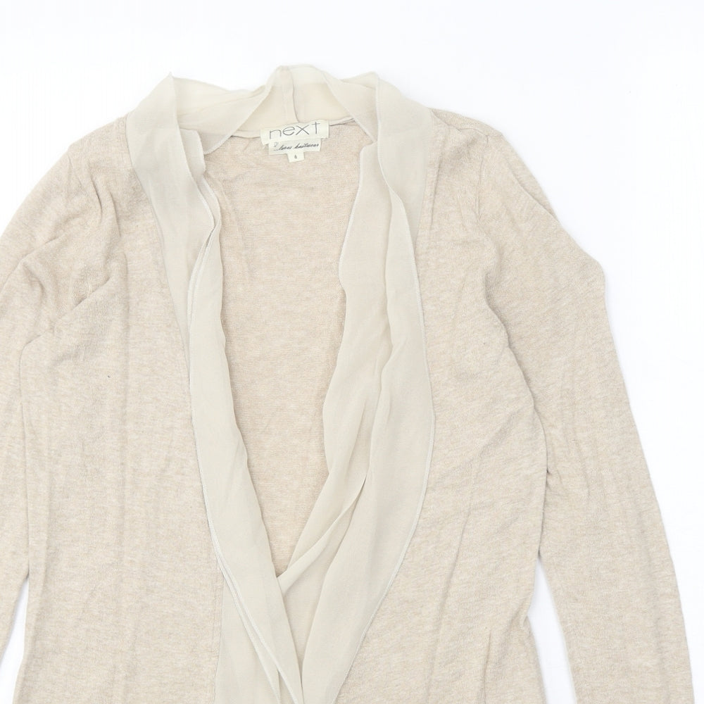 NEXT Womens Beige V-Neck Acrylic Cardigan Jumper Size 6