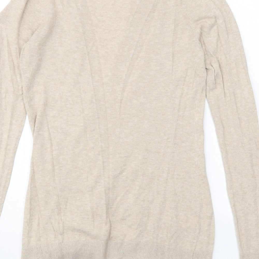 NEXT Womens Beige V-Neck Acrylic Cardigan Jumper Size 6