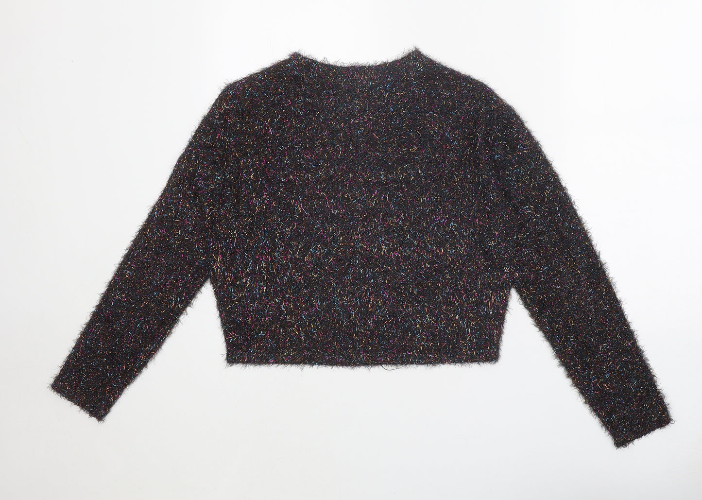 Divided Womens Black Round Neck Polyester Pullover Jumper Size S