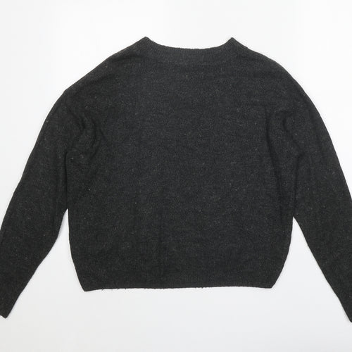 H&M Womens Grey Round Neck Acrylic Pullover Jumper Size XS