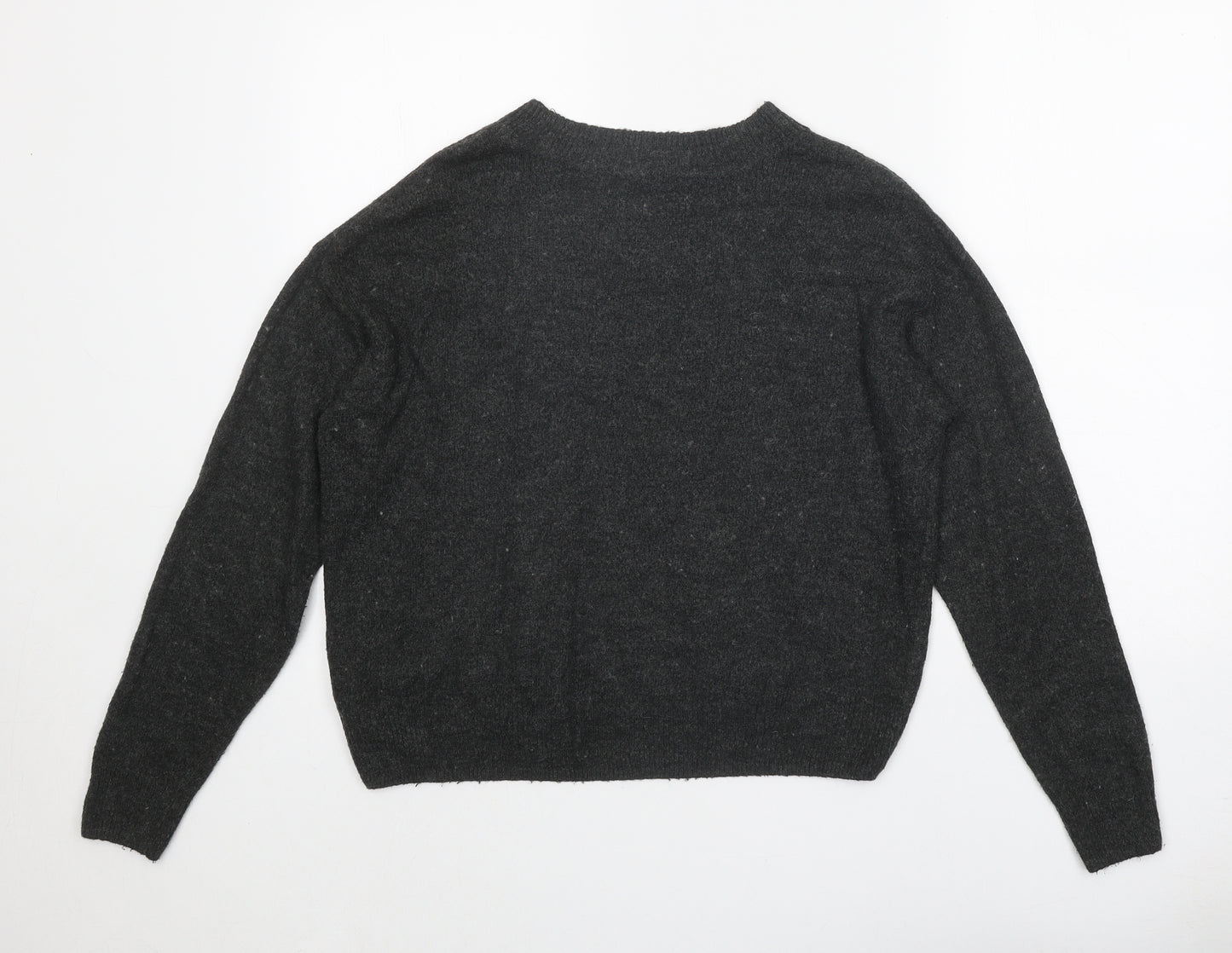 H&M Womens Grey Round Neck Acrylic Pullover Jumper Size XS