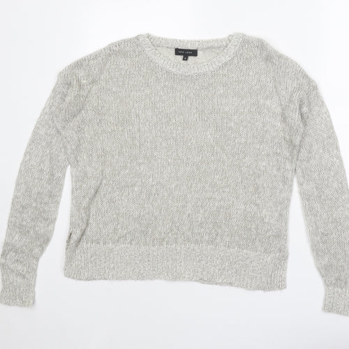 New Look Womens Grey Round Neck Acrylic Pullover Jumper Size S