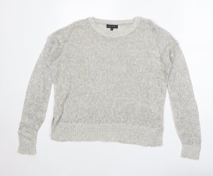 New Look Womens Grey Round Neck Acrylic Pullover Jumper Size S
