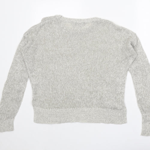New Look Womens Grey Round Neck Acrylic Pullover Jumper Size S
