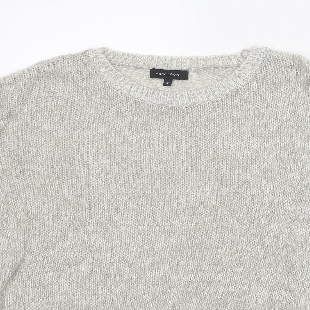 New Look Womens Grey Round Neck Acrylic Pullover Jumper Size S