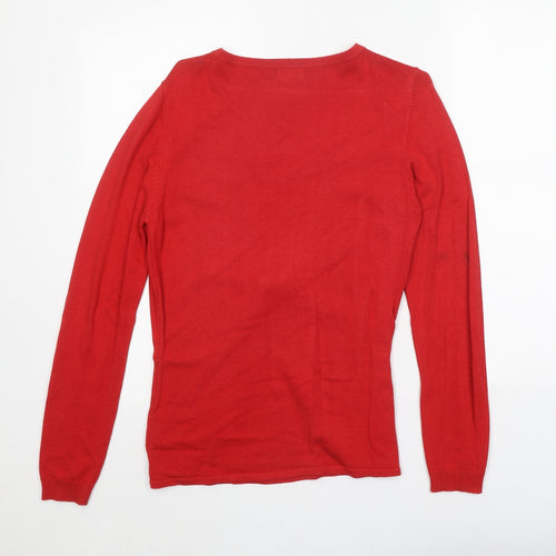 F&F Womens Red Round Neck Striped Viscose Pullover Jumper Size 12 - Twin Set