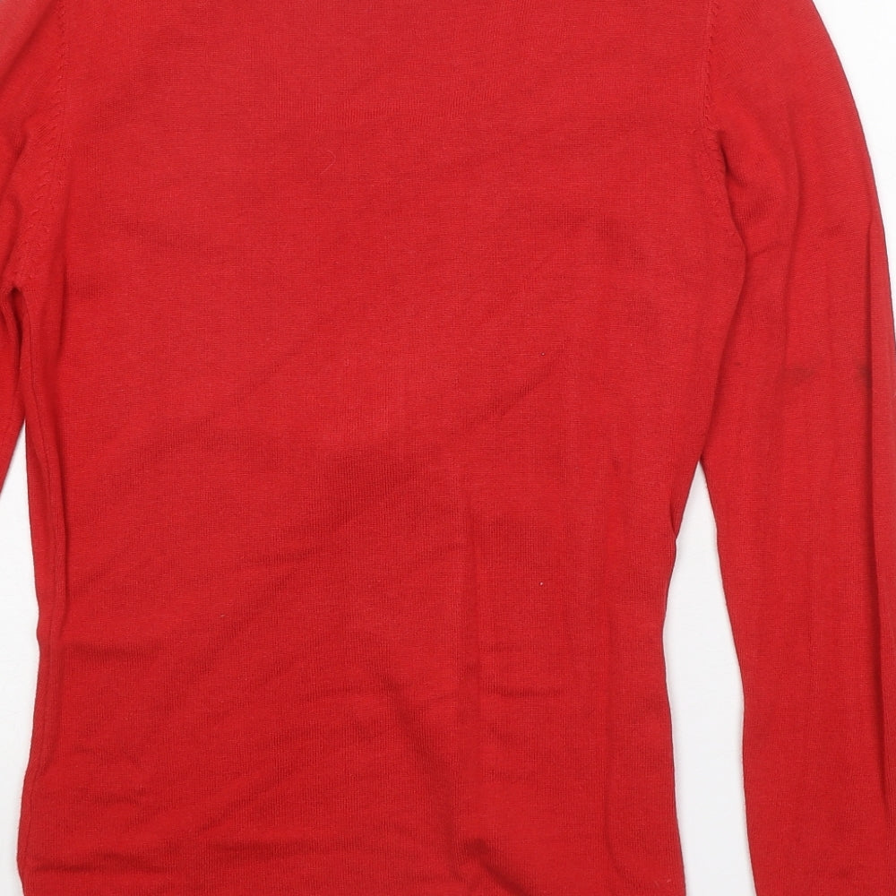 F&F Womens Red Round Neck Striped Viscose Pullover Jumper Size 12 - Twin Set