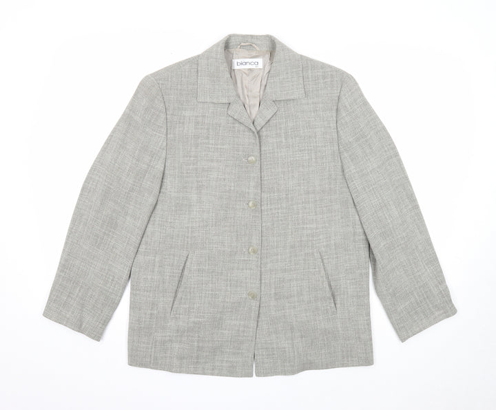 Bianca Womens Grey Jacket Size 12 Button