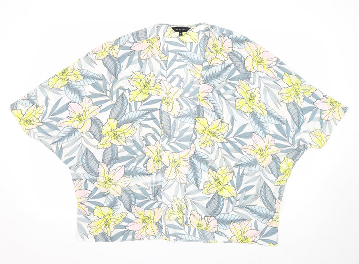 New Look Womens Multicoloured Geometric Polyester Kimono Blouse Size 6 V-Neck