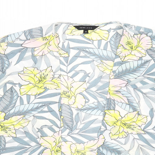 New Look Womens Multicoloured Geometric Polyester Kimono Blouse Size 6 V-Neck
