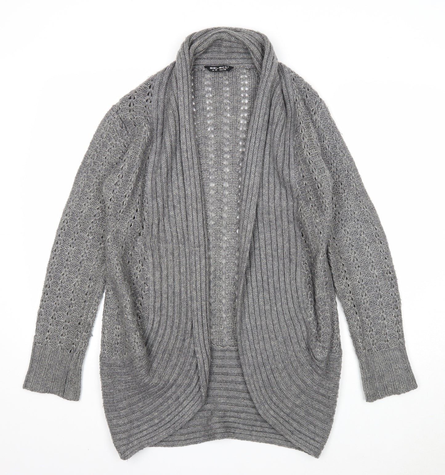 Select Womens Grey V-Neck Acrylic Cardigan Jumper Size 10