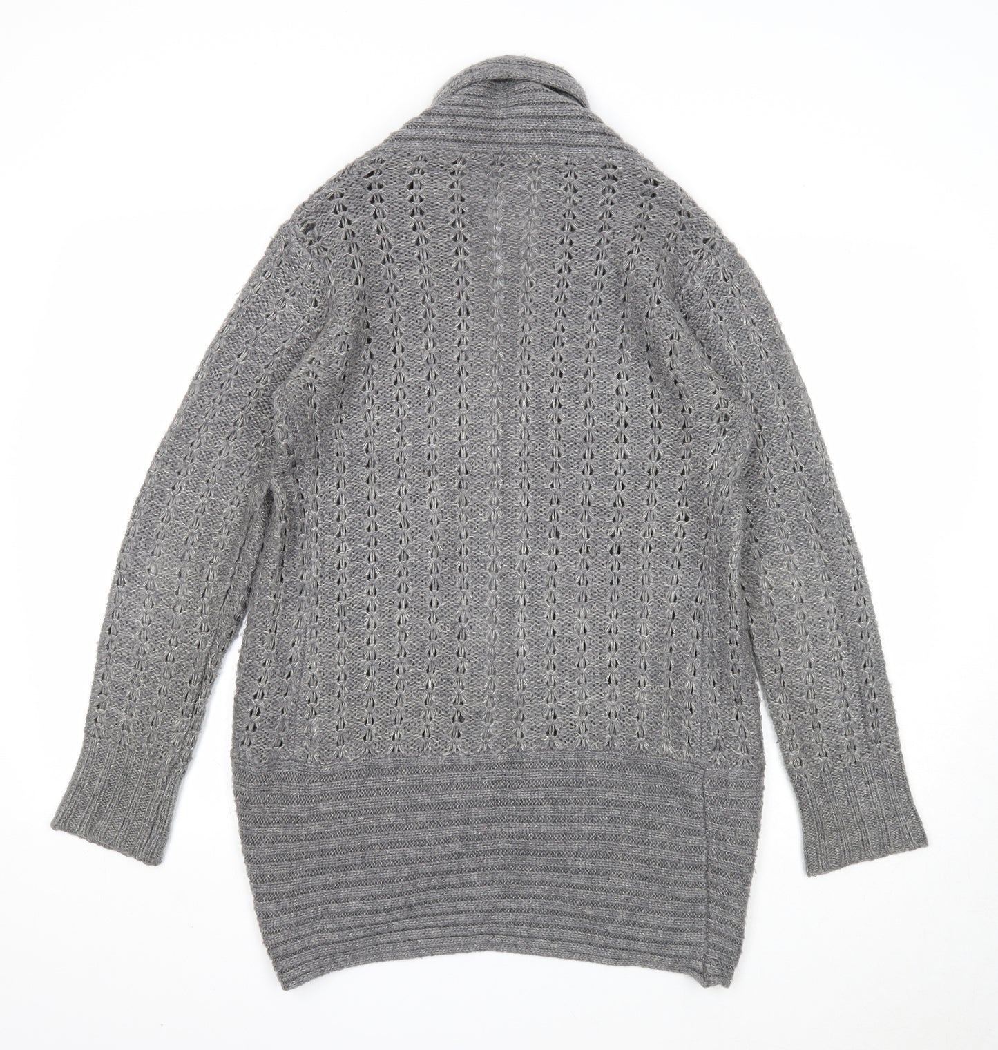 Select Womens Grey V-Neck Acrylic Cardigan Jumper Size 10